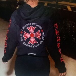 Chrome Hearts Black Hoodie with Red Graphics